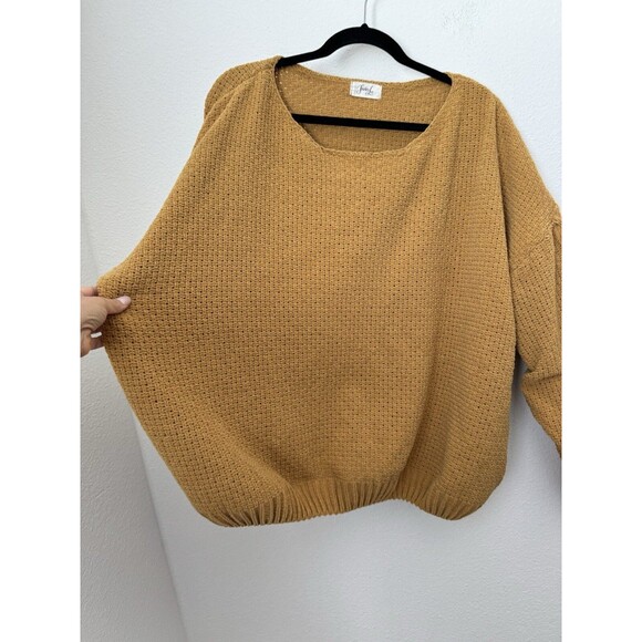 Shirley Lee Women's Long Sleeve Mustard Yellow Chunky Knit Sweater Comfy 2X - Picture 3 of 10